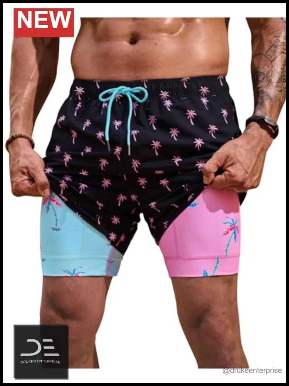 Men's Quick Dry Swim Trunks with Compression Liner 6